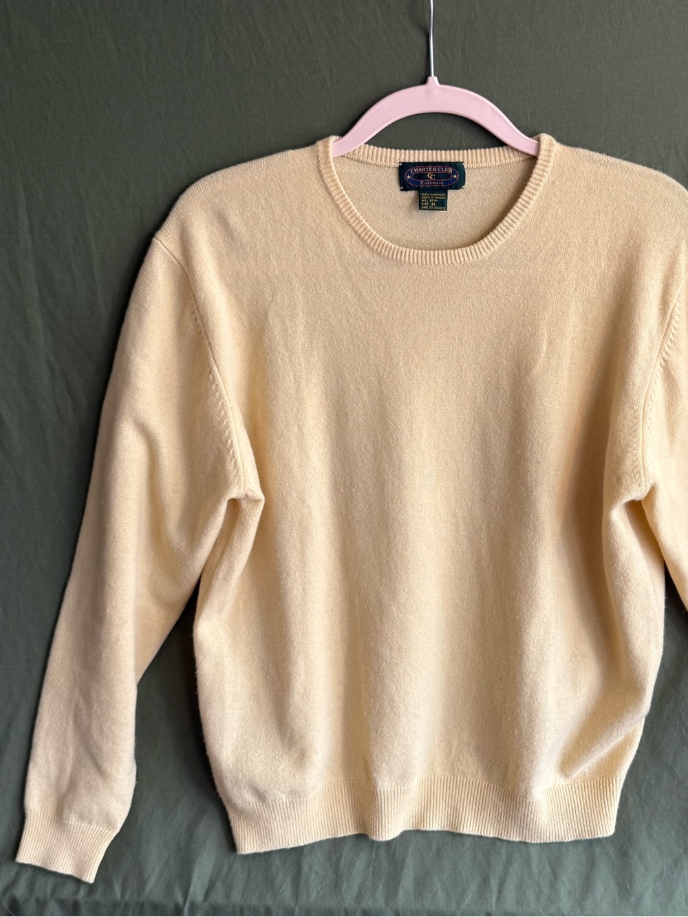 Charter Club Light Yellow Cashmere Crewneck Sweater